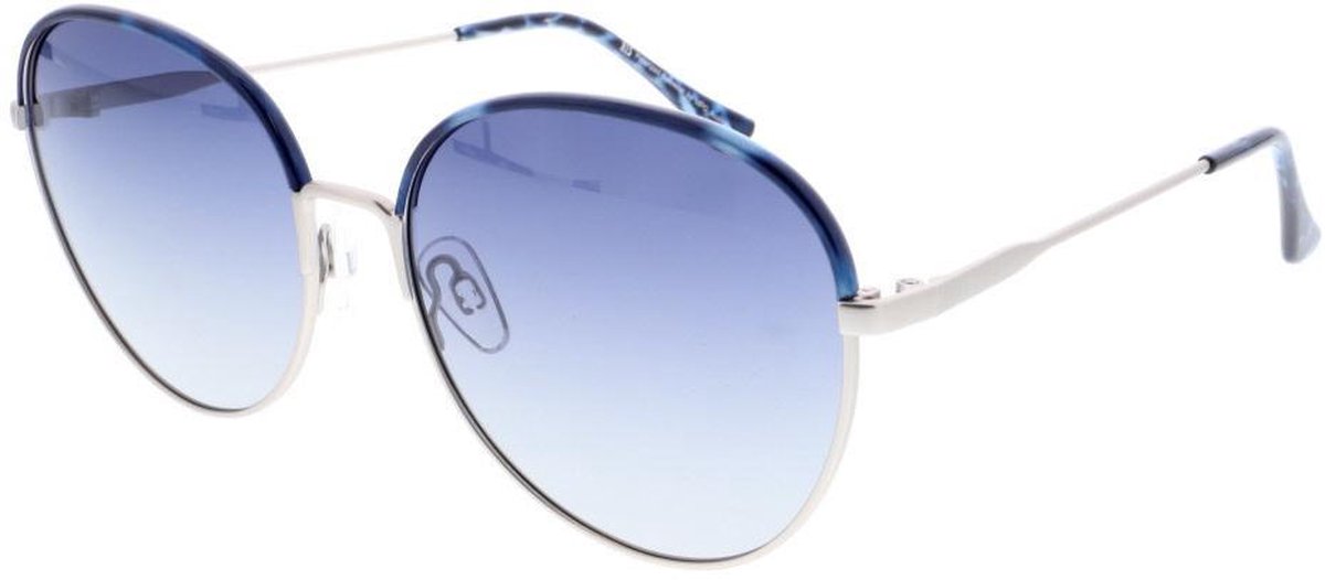 H.i.s Zonnebril Gepolariseerd Dames Rond Cat. 3. Zilver/blauw
