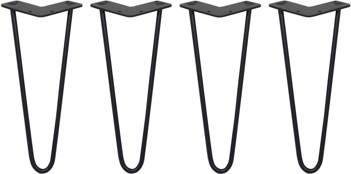 MonsterShop Skiski hairpin tafelpoten - zwart - 4x30,5 cm - 2 staven 10 mm