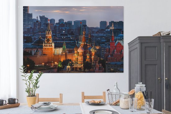 Moscou le soir toile 2cm 180x120 cm - Tirage photo sur toile (Décoration murale salon / chambre) XXL / Groot format!