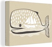 Illustration d'une baleine avec décoration 40x30 cm - petit - Tirage photo sur toile (Décoration murale salon / chambre) / Peintures sur toile Animaux