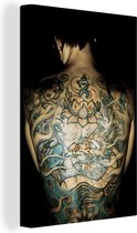 Quelqu'un avec des tatouages colorés sur toile 80x120 cm - Tirage photo sur toile (Décoration murale salon / chambre)