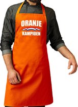 Oranje kampioen katoenen schort - Koningsdag/ EK/ WK voetbal - Nederland supporter - cadeau schort / bbq / keukenschort