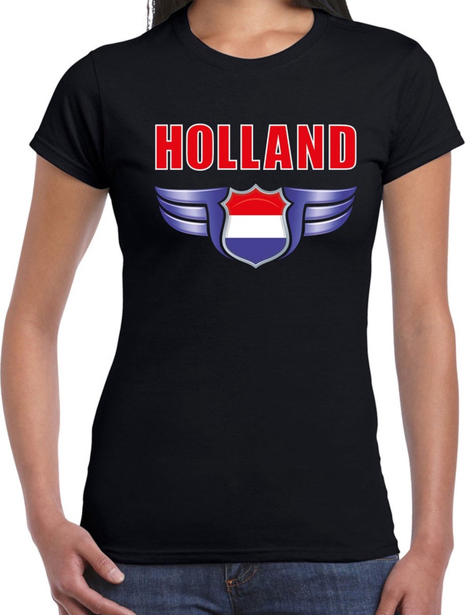 Holland landen t-shirt Nederland zwart voor dames - Nederland / Oranje supporter shirt / kleding - EK / WK voetbal S