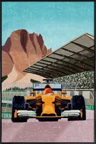 JUNIQE - Poster in kunststof lijst Formule 1 -20x30 /Blauw & Bruin