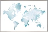 JUNIQE - Poster met kunststof lijst World Map Watercolour -30x45