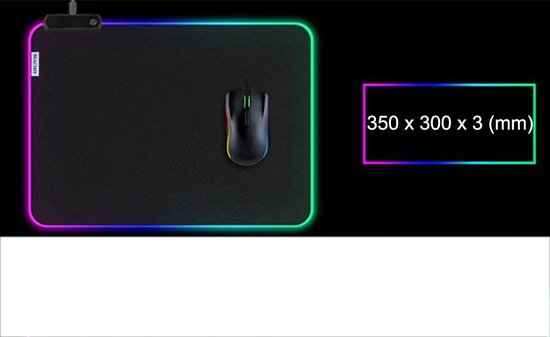 Muismat Gaming XXL RGB LED 35x30cm bureau onderlegger | RGB Gaming Muismat | Mousepad | Pro RGB LED Muismat XXL | Anti-slip | Desktop Mat | LED | Computer Mat