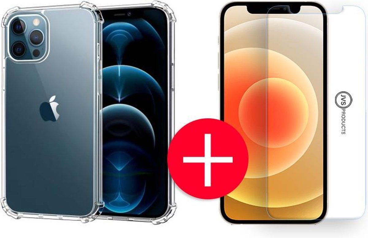 Hoesje geschikt voor iPhone 12 Pro Max + Screenprotector - Transparant - Hoes - Cover - Case - Screenprotector kit