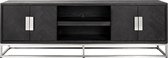 TV-dressoir rechthoek hout zwart/zilver 185 cm (r-000SP35237)