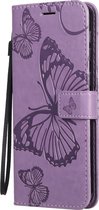 Samsung Galaxy M31 Hoesje - Mobigear - Butterfly Serie - Kunstlederen Bookcase - Paars - Hoesje Geschikt Voor Samsung Galaxy M31