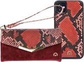 iPhone 12 Mini Clutch Case hoesje - Mobilize - Slangenprint Rood - Kunstleer