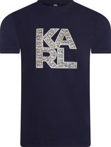 Karl Lagerfeld - Heren Tee SS Library Logo Shirt - Blauw - Maat M
