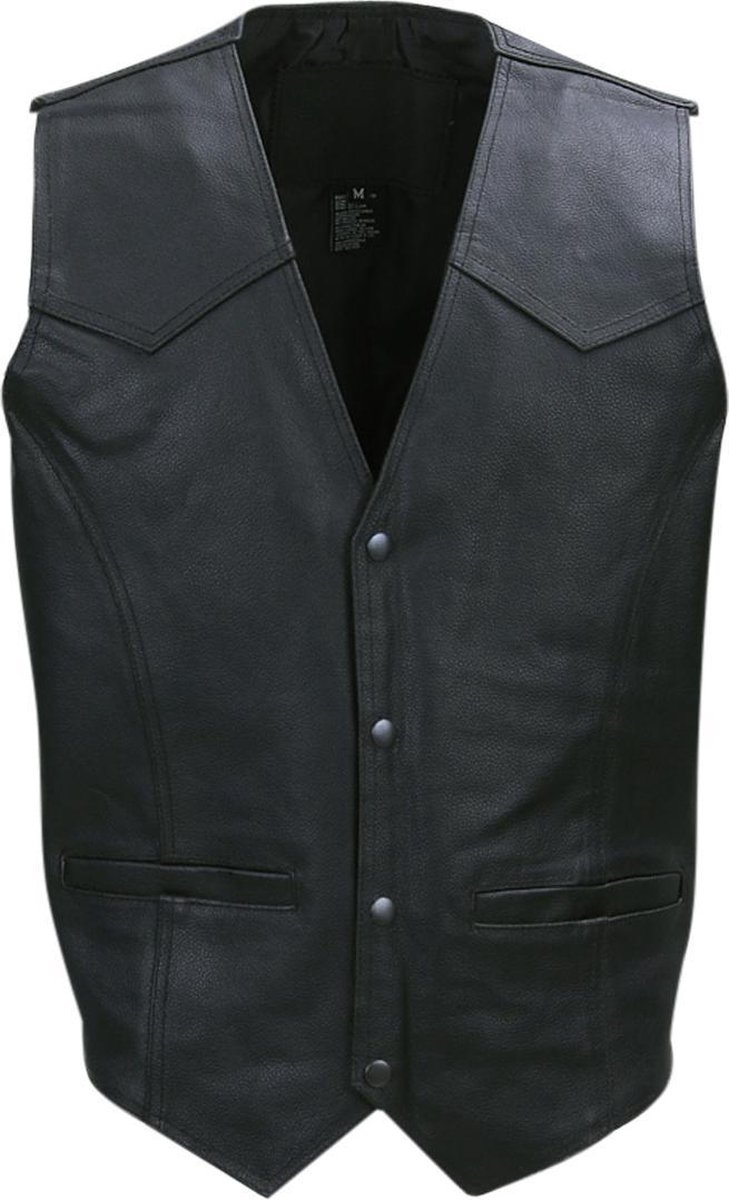 Biker vest leder zwart