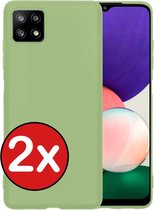 Samsung A22 Hoesje (5G versie) Siliconen Case Hoes Groen - Samsung Galaxy 5G Hoesje Cover Hoes Siliconen - 2 PACK