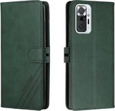 Voor Xiaomi Redmi Note 10 Pro Stiksels Stijl 2-Kleur Koe Textuur Horizontale Flip PU Lederen Case met Houder & Kaartsleuf & Lanyard (Groen)