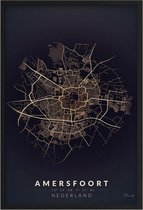 Poster Stad Amersfoort - A2 - 42 x 59,4 cm - Inclusief lijst (Zwart Aluminium)