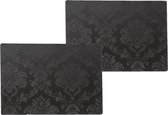12x morceaux de sets de table de luxe robustes Amatista noir 30 x 43 cm - Avec couche antidérapante et couche supérieure de revêtement Pu