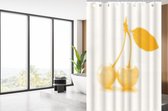 Su.B.dgn Designer douchegordijn 180x200 polyester badkamer douchegordijn wasbaar met 12 ringen | Wit en Oranje Kers