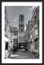 Poster Domtoren Utrecht - A4 - 21 x 30 cm - Inclusief lijst (Zwart Aluminium)
