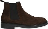 Manfield - Heren - Donkerbruine suède chelsea boots - Maat 42