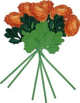 Pak van 6 ramos van gigantische ranglijst met natuurlijke touch 55cm met bloemen Ø12cm in oranje kleur