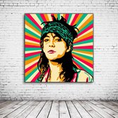 Pop Art Patti Smith Acrylglas - 100 x 100 cm op Acrylaat glas + Inox Spacers / RVS afstandhouders - Popart Wanddecoratie