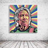 Pop Art Roger Waters Canvas - 80 x 80 cm - Canvasprint - Op dennenhouten kader - Geprint Schilderij - Popart Wanddecoratie