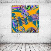Bass Neon Pop Art Canvas - 80 x 80 cm - Canvasprint - Op dennenhouten kader - Geprint Schilderij - Popart Wanddecoratie