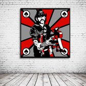 Pop Art Lemmy Kilmister Acrylglas - 80 x 80 cm op Acrylaat glas + Inox Spacers / RVS afstandhouders - Popart Wanddecoratie