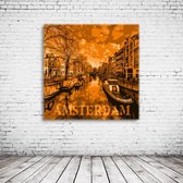 Amsterdam Art Acrylglas - 100 x 100 cm op Acrylaat glas + Inox Spacers / RVS afstandhouders - Popart Wanddecoratie
