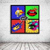 Ladies Night Pop Art Acrylglas - 80 x 80 cm op Acrylaat glas + Inox Spacers / RVS afstandhouders - Popart Wanddecoratie