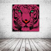 Tijger Art Poster - 90 x 90 cm Fotopapier Mat 180 gr - Popart Wanddecoratie