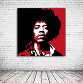 Pop Art Jimi Hendrix Canvas - 100 x 100 cm - Canvasprint - Op dennenhouten kader - Geprint Schilderij - Popart Wanddecoratie