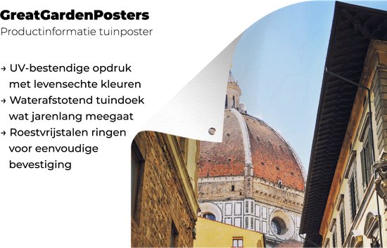 Rue colorée et le Dom de Florence en Italie Affiche de jardin 120x180 cm - Toile de jardin / Toile d'extérieur / Peintures d'extérieur (décoration de jardin) XXL / Groot format!