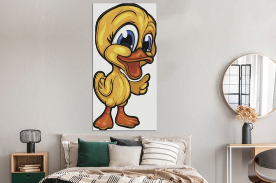 Une illustration d'un canard aux yeux bleus sur toile 80x160 cm - Tirage photo sur toile (Décoration murale salon / chambre)
