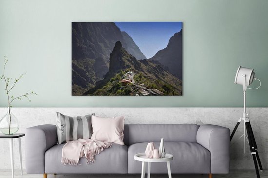 Une vue du village de montagne et des montagnes Tenerife Espagne 120x80 cm - Tirage photo sur toile (Décoration murale salon / chambre)