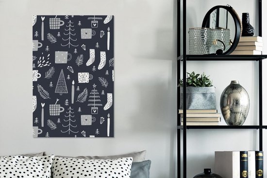 Motif pour enfants avec chaussettes et mugs et autres trucs d'hiver 60x90 cm - Tirage photo sur toile (Décoration murale salon / chambre)
