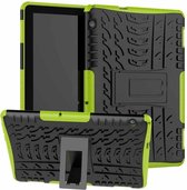 Voor Huawei MediaPad T5 Bandentextuur Schokbestendig TPU + PC beschermhoes met houder (groen)