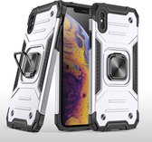 Magnetisch pantser schokbestendig TPU + pc-hoesje met metalen ringhouder voor iPhone X / XS (zilver)