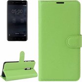Voor Nokia 5 Litchi Texture Horizontale Flip Leather Case met houder & kaartsleuven & portemonnee (groen)