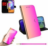 Voor Samsung Galaxy A31 Lmitated Spiegeloppervlak Horizontale Flip Leren Case met Houder & Kaartsleuven & Portemonnee & Lanyard (Kleurverloop)