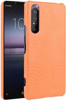 Voor Sony Xperia 1 II schokbestendige krokodiltextuur pc + PU-hoes (oranje)