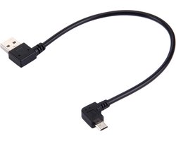 27cm 90 graden linkse hoek Micro USB naar 90 graden linkse hoek USB-gegevens / oplaadkabel, voor Galaxy, Huawei, Xiaomi, LG, HTC en andere slimme telefoons