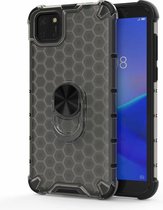 Voor Huawei Y5p 2020 schokbestendige honingraat PC + TPU ringhouder beschermhoes (grijs)