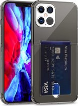 Transparante TPU-beschermhoes met kaartsleuven voor iPhone 12 Pro (zwart)