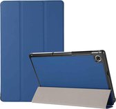 Voor Lenovo Tab M10 HD (X306) 3-vouwen Huidtextuur Horizontaal Flip TPU + PU lederen tas met houder (marineblauw)