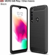 Voor Moto G8 Play Brushed Texture Carbon Fiber TPU Case (Zwart)