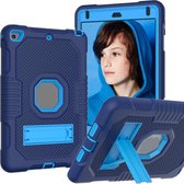 Contrastkleur Robot schokbestendig siliconen + pc beschermhoes met houder voor iPad mini 5 & 4 (marineblauw)