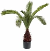 Kunstplant palm groen in zwarte ronde pot 110 cm