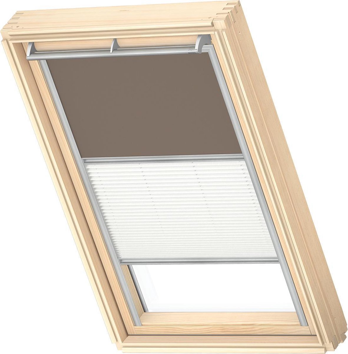 VELUX Origineel Verduisterend Rolgordijn Plus Plissé (DFD), Zilveren Kozijn, U08, 808, 8, Warm Grey