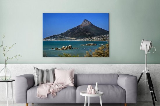 Canvas schilderij 140x90 cm - Wanddecoratie Kaapstad - Zuid afrika - Berg - Muurdecoratie woonkamer - Slaapkamer decoratie - Kamer accessoires - Schilderijen